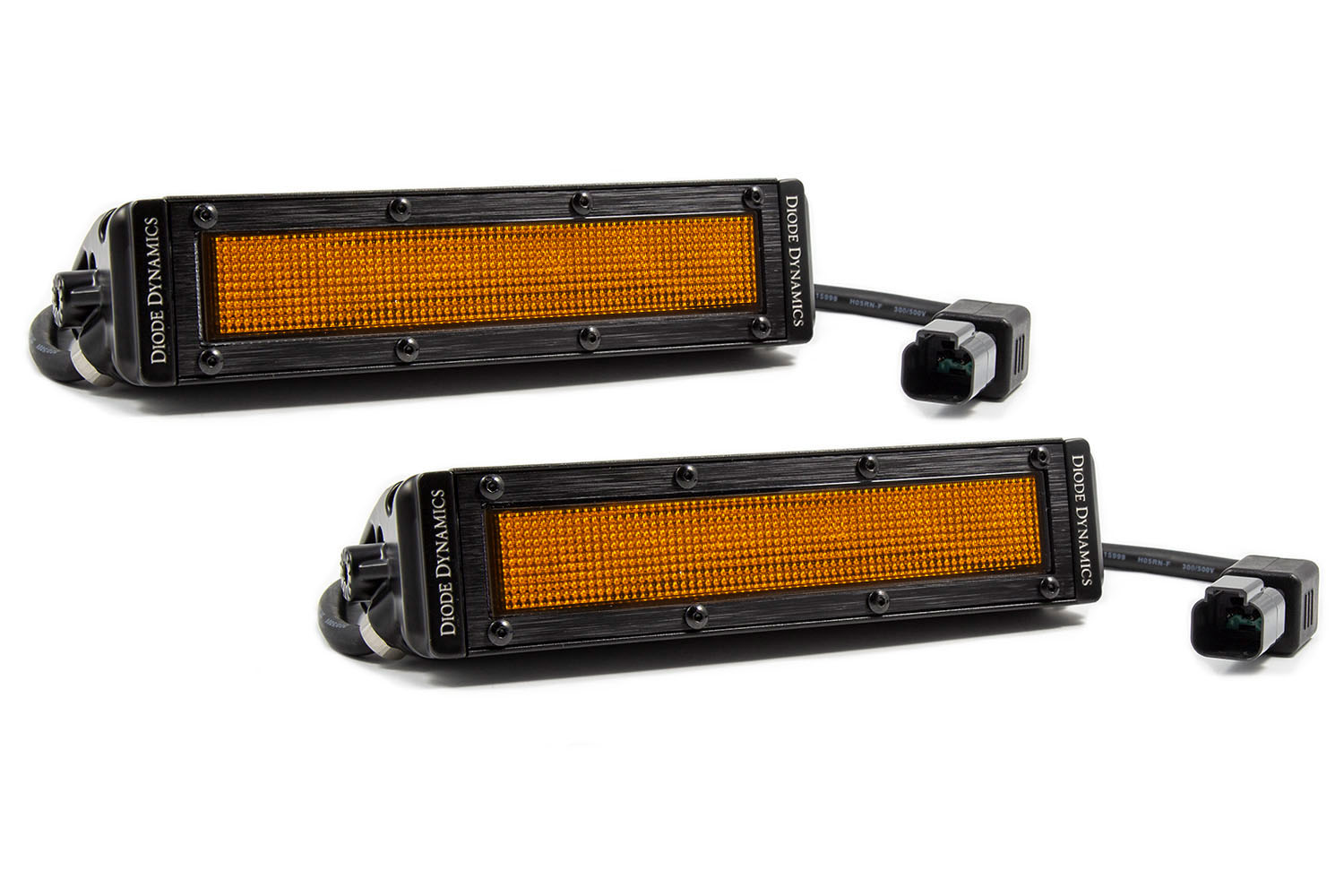 DD6040P - Diode Dynamics 6 Inch LED Light Bar Amber Flood Stealth Pair