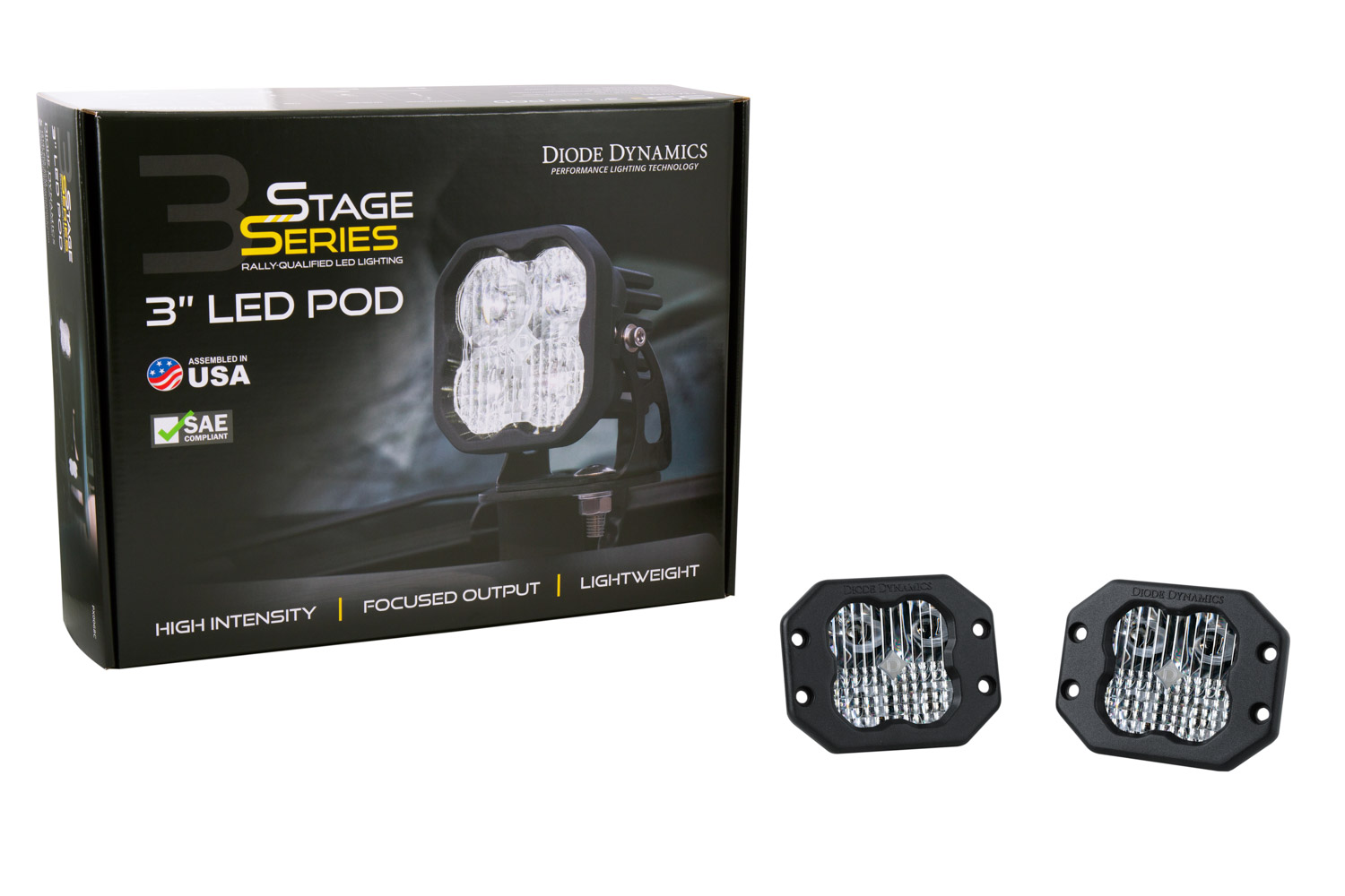 DD6911P - Diode Dynamics SS3 Sport WBL White SAE Driving Flush Mount - Pair