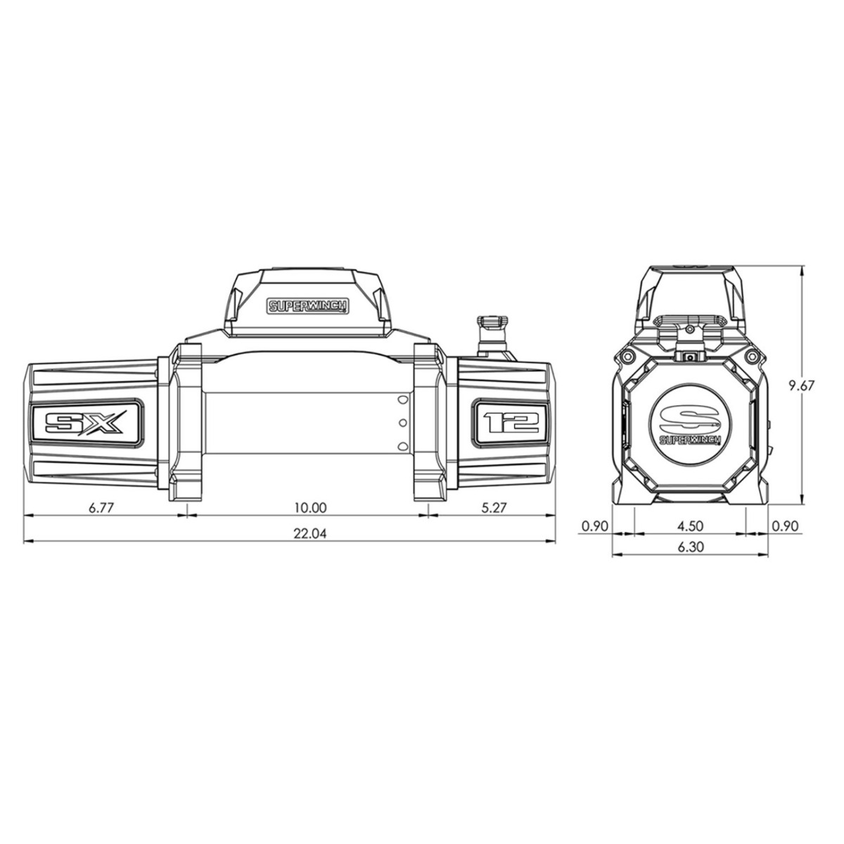 1712200 - Superwinch SX12 12000 LBS 12V DC 3/8in x 85ft Wire Rope - Graphite Winch