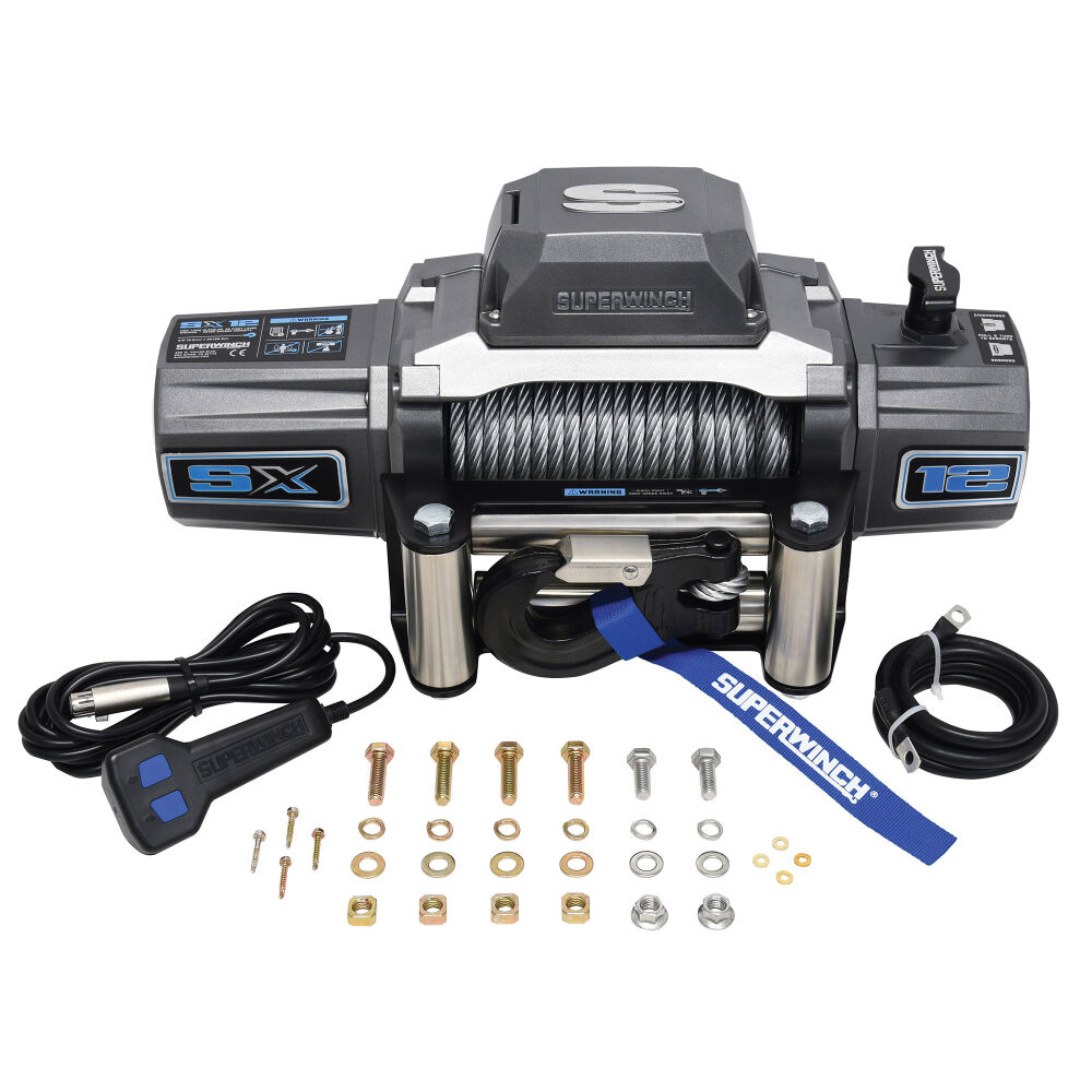 1712200 - Superwinch SX12 12000 LBS 12V DC 3/8in x 85ft Wire Rope - Graphite Winch