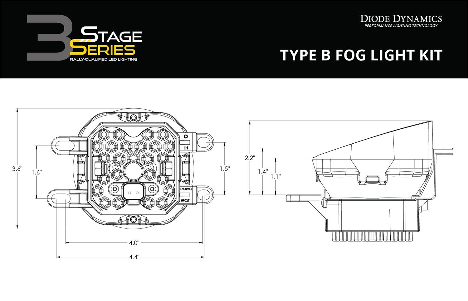 DD6187 - Diode Dynamics SS3 Sport Yellow SAE LED Fog Light Kit For 2014-2023 Toyota 4Runner
